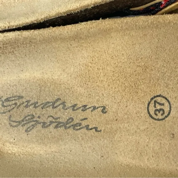 Gudrun Sjoden sandals slides fruit print sz EU 37 or 7 cork bottom Swedish