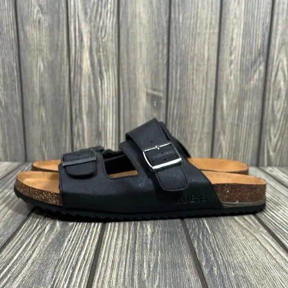 Guess Ultra Verone Sandals Slides Men Sz 10 Black Strap Buckle Designer Fashion