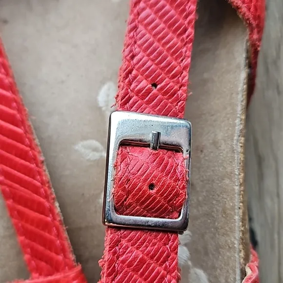 Haflinger Red Leather Gladiator Cork Sandals 38 / 7