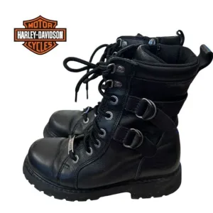 Harley-Davidson Women's Maridell Black Leather Motorcycle Boots D87160 Size 6.5
