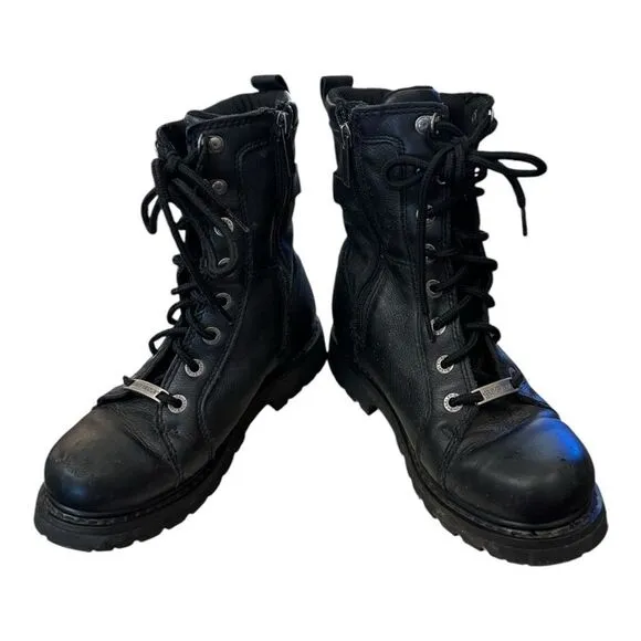 Harley-Davidson Women's Maridell Black Leather Motorcycle Boots D87160 Size 6.5
