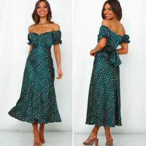 HELLO MOLLY silky spiced ginger medley maxi dress GREEN LEOPARD size 4