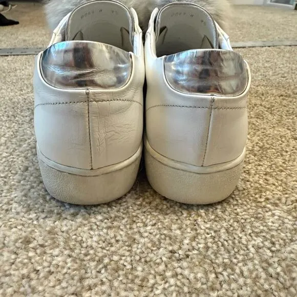 Here/Now 9.5  fox fur Pom Pom platform sneakers 2527