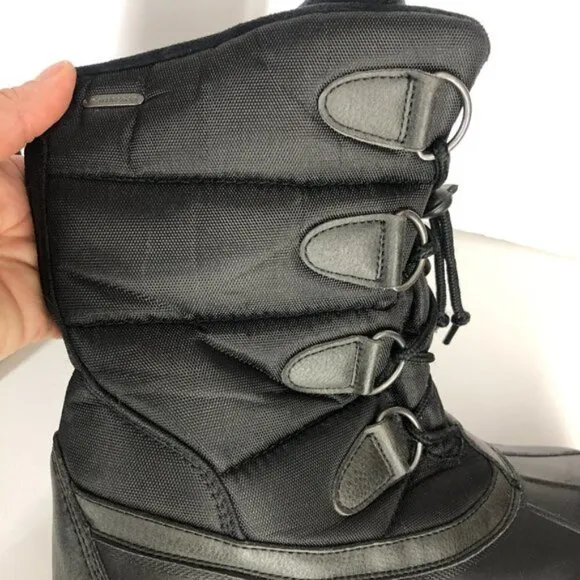 Hi-Tec Talia Black Shell Puffer Waterproof Winter Snow Boots Sz 9