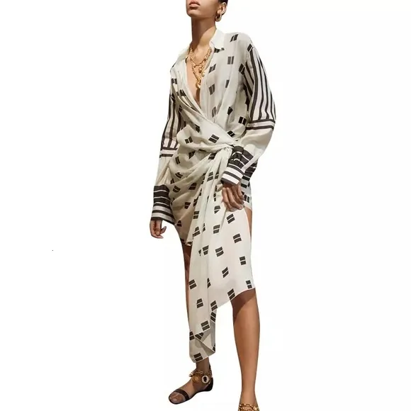 High End Runway Stunning Asymmetrical Sash Tie Mini Dress, Luxury Designer Mini