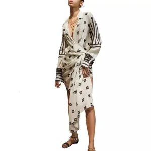 High End Runway Stunning Asymmetrical Sash Tie Mini Dress, Luxury Designer Mini