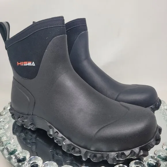 HISEA Ankle Garden Rain Boots Waterproof NonSlip Mens 10 Mud Working Chelsea NEW