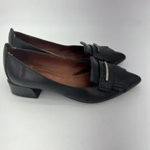 Hispanitas Anthropologie Black Fringe Faux Alligator Leather Loafers 38.5