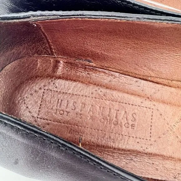 Hispanitas Anthropologie Black Fringe Faux Alligator Leather Loafers 38.5