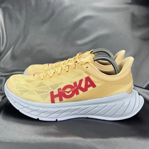Hoka Carbon X 2 Women's 9.5 Running Shoes 1113527 IPPN Yellow Pink Walk Sneakers