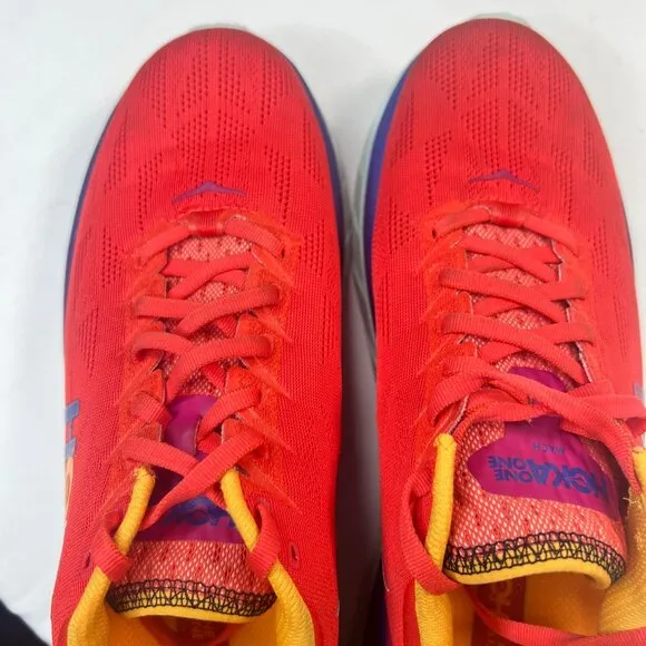 HOKA Mens Mach 4 Sneakers Athletic Shoes  Fiesta Bluing Red  10.5 D
