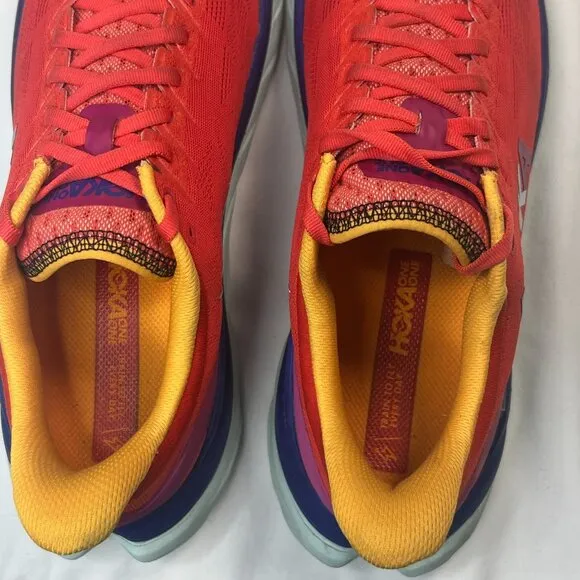 HOKA Mens Mach 4 Sneakers Athletic Shoes  Fiesta Bluing Red  10.5 D