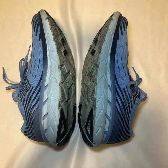 Hoka One One Clifton 5 Knit Blue Running Athletic Sneakers Womens Size 9