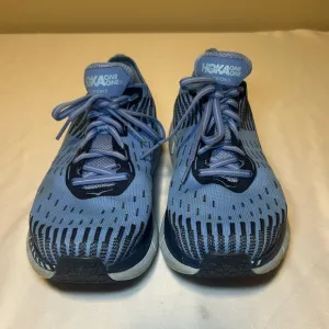 Hoka One One Clifton 5 Knit Blue Running Athletic Sneakers Womens Size 9