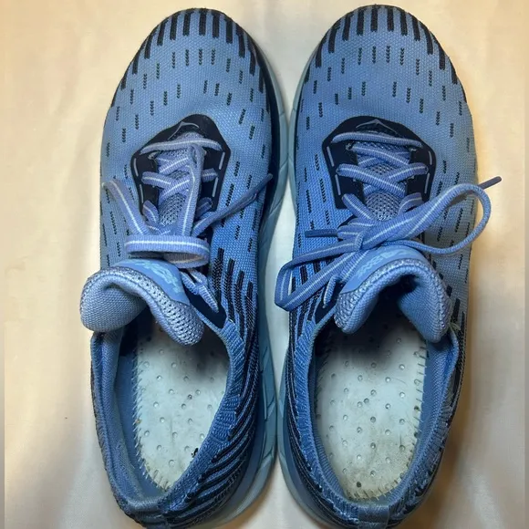 Hoka One One Clifton 5 Knit Blue Running Athletic Sneakers Womens Size 9