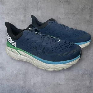 HOKA One One Clifton 7 Moonlit Ocean Navy Blue Running Shoes Mens 9 1110508 Moan