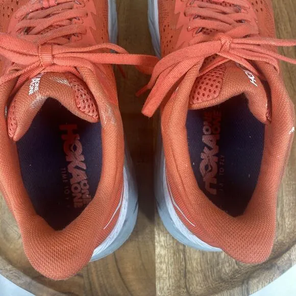 Hoka One One Clifton 7 Womens Red Size 8 Athletic Running Shoes