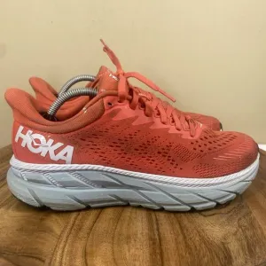 Hoka One One Clifton 7 Womens Red Size 8 Athletic Running Shoes
