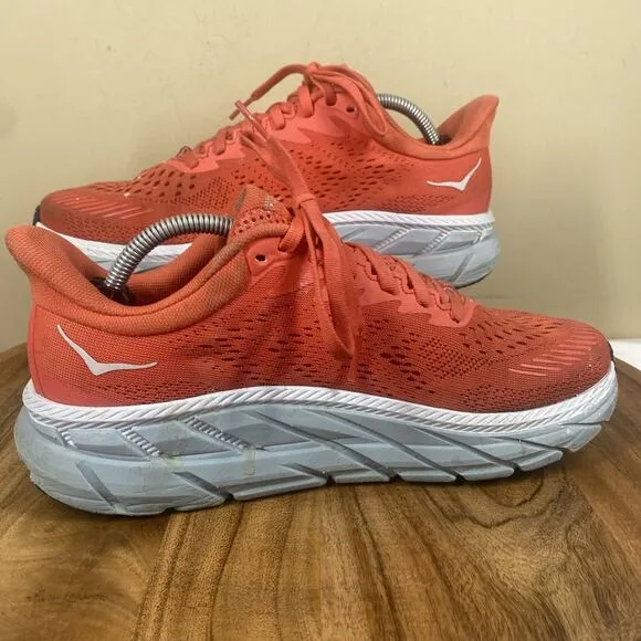 Hoka One One Clifton 7 Womens Red Size 8 Athletic Running Shoes