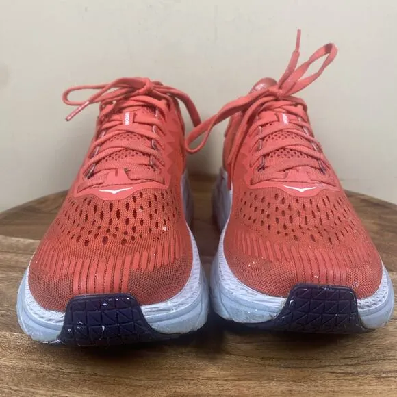 Hoka One One Clifton 7 Womens Red Size 8 Athletic Running Shoes