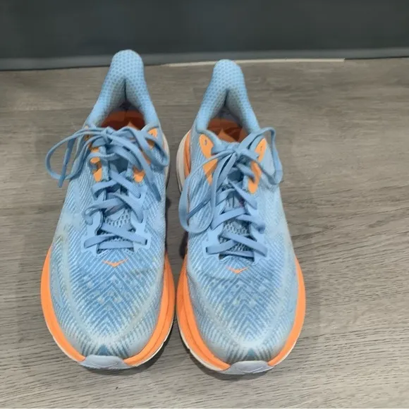 Hoka One One Sneakers Clifton 9 Running Shoes in Airy Blue Orange