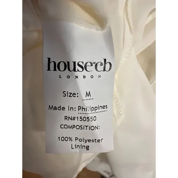 House of CB Babydoll Ivory Chiffon Halter Mini Dress Size M Medium