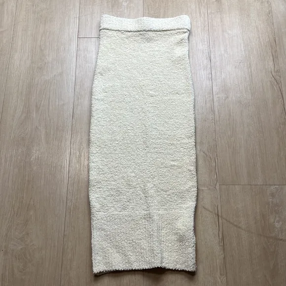 HOUSE OF CB MISHKA CREAM SOFT BOUCLE KNIT MIDI SKIRT, SIZE LARGE 1030