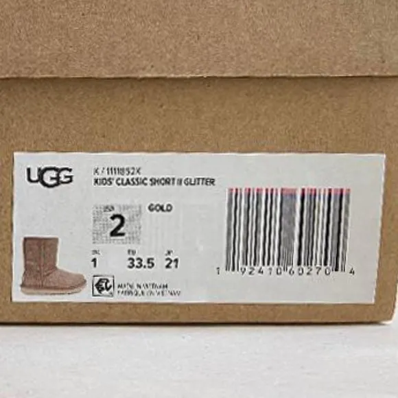 ✨HP!✨ UGG Girl's Classic Short II Glitter Gold Boots