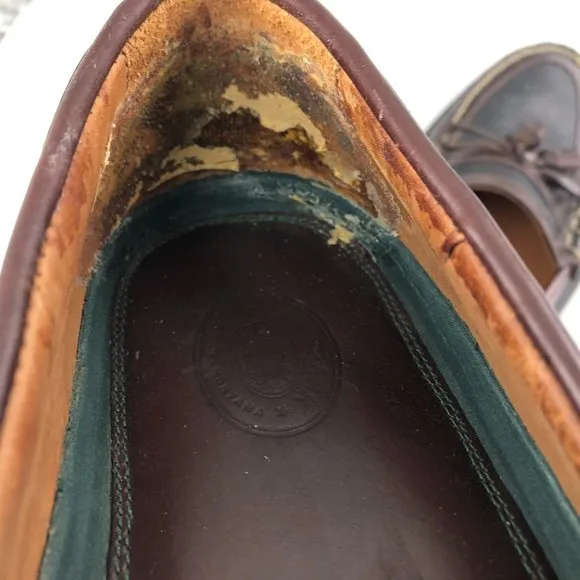 HS TRASK Men's 8M Bozeman Montana Brown Leather Kiltie Tassels Slip On Loafers