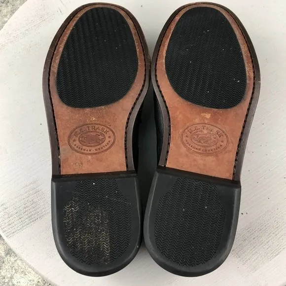 HS TRASK Men's 8M Bozeman Montana Brown Leather Kiltie Tassels Slip On Loafers