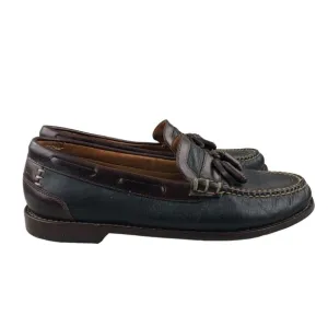 HS TRASK Men's 8M Bozeman Montana Brown Leather Kiltie Tassels Slip On Loafers