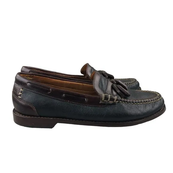 HS TRASK Men's 8M Bozeman Montana Brown Leather Kiltie Tassels Slip On Loafers