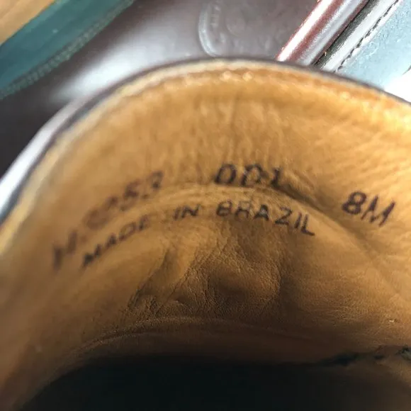 HS TRASK Men's 8M Bozeman Montana Brown Leather Kiltie Tassels Slip On Loafers