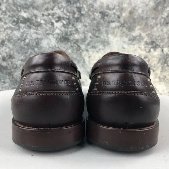 HS TRASK Men's 8M Bozeman Montana Brown Leather Kiltie Tassels Slip On Loafers