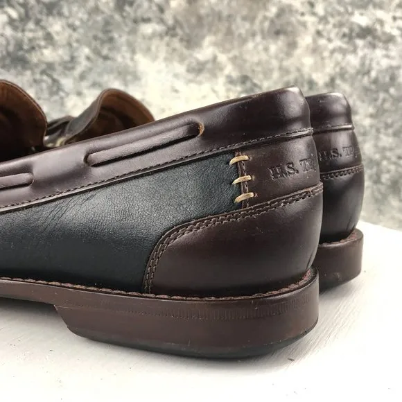 HS TRASK Men's 8M Bozeman Montana Brown Leather Kiltie Tassels Slip On Loafers