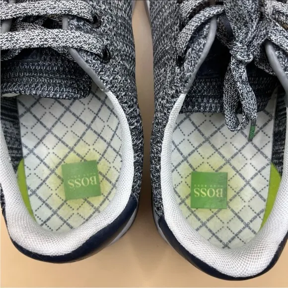 Hugo Boss Men’s Rayadv Knit-like Sneakers Size 42 (9US) grey/white GUC
