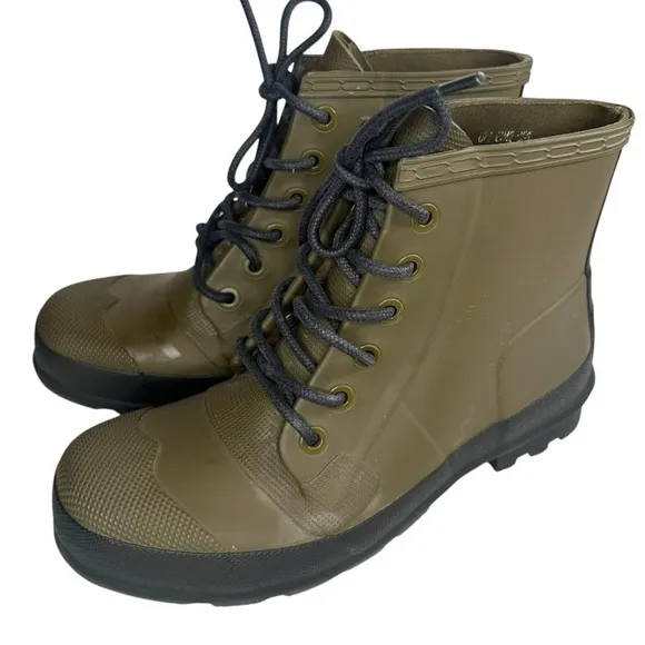 Hunter Men’s Original Rubber Green Lace-Up Boots Size 9