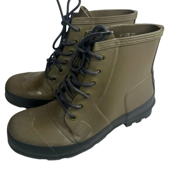 Hunter Men’s Original Rubber Green Lace-Up Boots Size 9
