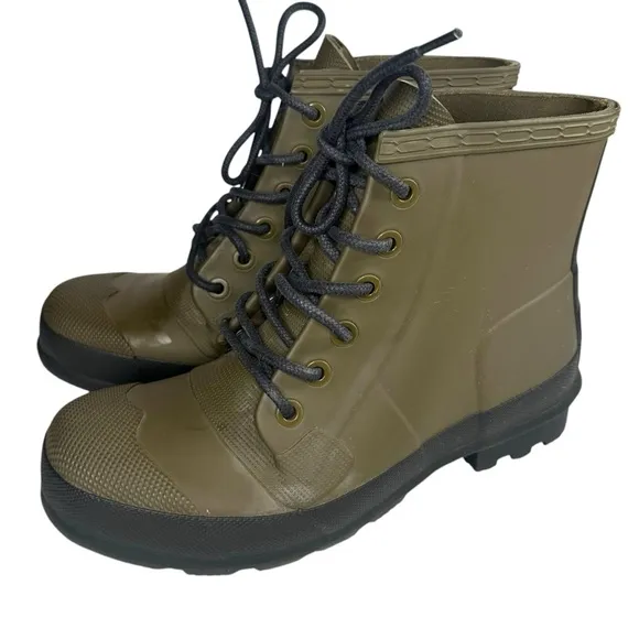 Hunter Men’s Original Rubber Green Lace-Up Boots Size 9