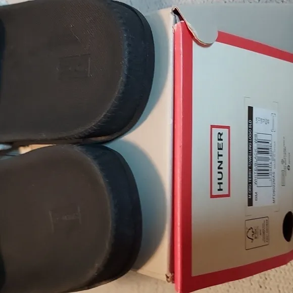 Hunter Men's Original Terry Towelling Logo Adjustable Slides White NIB