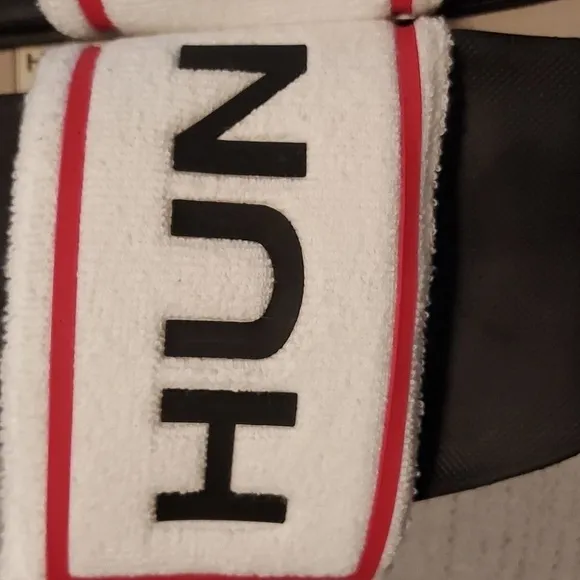 Hunter Men's Original Terry Towelling Logo Adjustable Slides White NIB