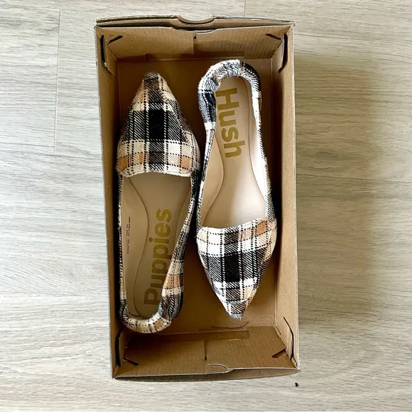 Hush Puppies Hazel Pointe Flat Loafers in Retro Plaid Size 6.5W NIB &amp; NWT