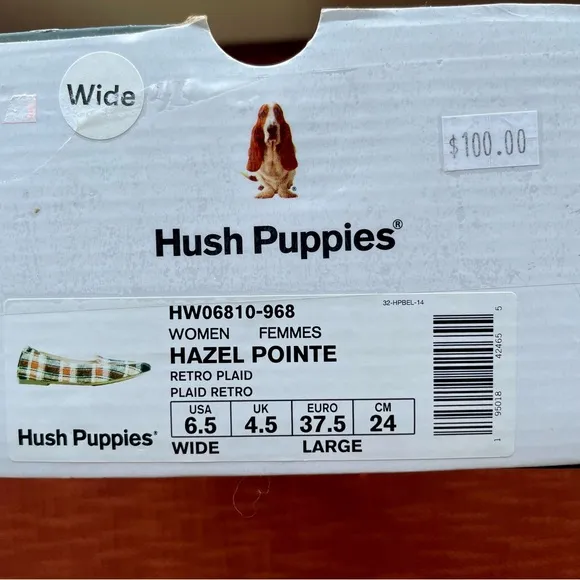 Hush Puppies Hazel Pointe Flat Loafers in Retro Plaid Size 6.5W NIB &amp; NWT