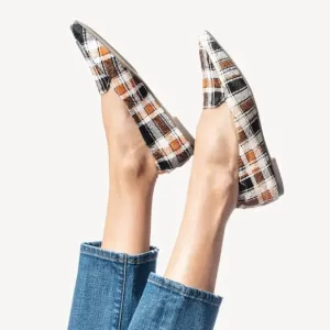 Hush Puppies Hazel Pointe Flat Loafers in Retro Plaid Size 6.5W NIB &amp; NWT