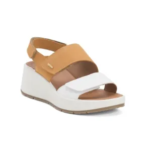 IGI&amp;CO Cognac Made In Italy Leather Comfort Wedge Sandals