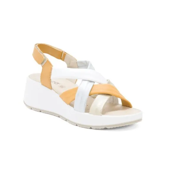 IGI&amp;CO White Multi Made In Italy Leather Comfort Multi Band Wedge Sandals