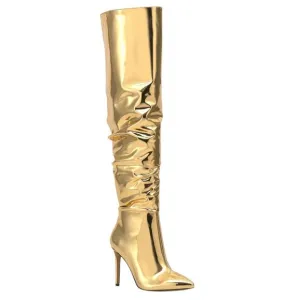 INC Women's Iyonna Over The Knee Slouch Boots Gold Size 6