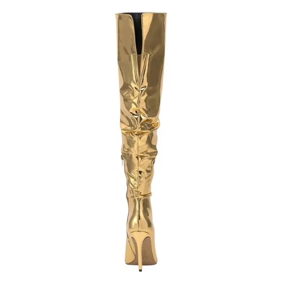 INC Women's Iyonna Over The Knee Slouch Boots Gold Size 6