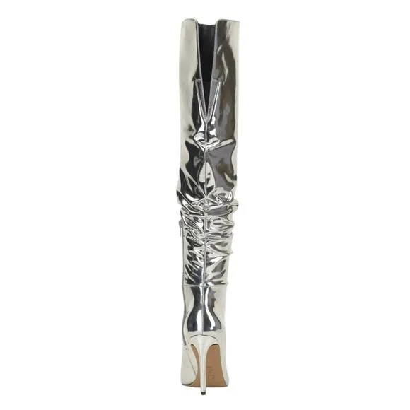 INC Women's Iyonna Over The Knee Slouch Boots Silver Size 8