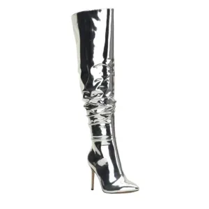 INC Women's Iyonna Over The Knee Slouch Boots Silver Size 8